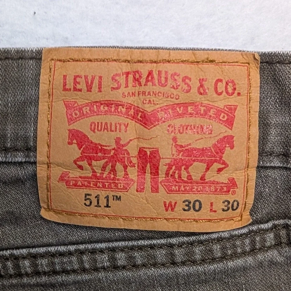 Levi's 511 Slim Fit Jeans Mens 30x30 Brown Gray Stretch Denim Pants‎